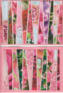 2 Faltkarten: Streifen in Rosa/Pink ohne Text, Var. 1
