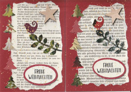 2 Faltkarten Weihnachten: Vogel & Holzstern 3