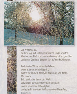 Postkarte GHW: Verschneite Birken - Auch in den Winterzeiten des Lebens