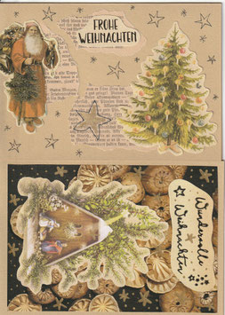 2 handgemachte Faltkarten: Weihnachts-Nostalgie 2