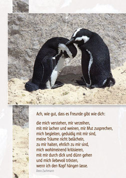 Postkarte F: Pinguine - Ach, wie gut, dass es Freunde wie dich gibt