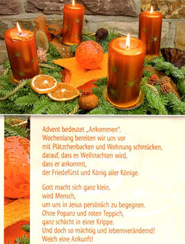 Große Postkarte W: Adventskranz - Ankommen
