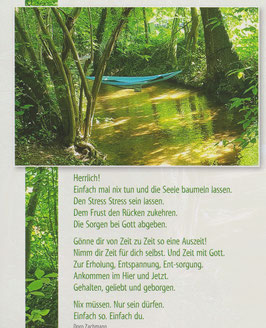 Postkarte GS: Hängematte über Fluss - die Seele baumeln lassen