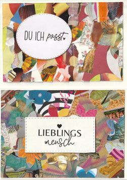 2 Faltkarten: Papiercollage bunt 1