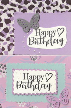 2 Faltkarten: Applikation & Silberglanz - Happy Birthday 1