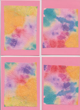 4 Batik-Faltkarten: Phantasie in rosa 2