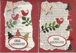 2 Faltkarten Weihnachten: Vogel & Holzstern 1