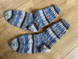 Strick-Socken Gr. 32/33 Grau-Blau