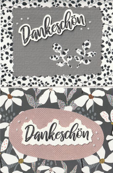 2 Faltkarten: Applikation & Silberglanz - Dankeschön