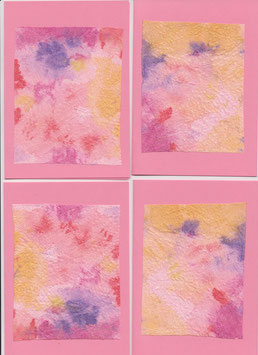 4 Batik-Faltkarten: Phantasie in rosa 1