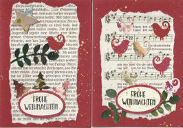 2 Faltkarten Weihnachten: süße Vögelchen 1