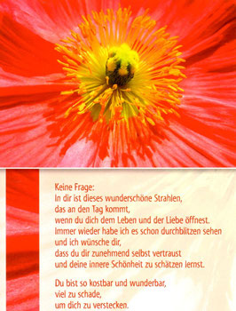 Postkarte Z: Geöffnete Blüte - dein wunderschönes Strahlen