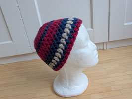 Damen Häkelmütze pink/blau aus Schurwolle