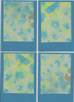 4 Batik-Faltkarten: Phantasie in blau 2