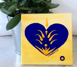 «Golden Ocean Heart» - MINI Heart | DeepBlueYellow on Yellow - Nr. 15/24 | 01.2015