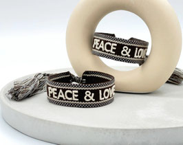 PEACE & LOVE Statement Armband gewebt, bestickt