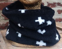 snood polaire noir et blanc