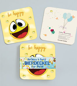 Bierdeckel-Set Be happy Smiley