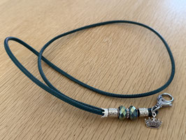 Glattleder petrol mit petrol geschliffene Beads Klimbim Krone
