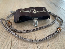 Showleine aus Paracord braun/beige Diamond Startnummer Haltet braun