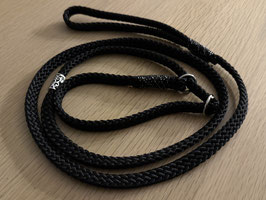 Retriverleine schwarz mit feiner Silber/schwarz Takelung