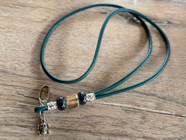 Glattleder petrol mit echtem Hirschhorn Beads anthrazit Klimbim Totenkopf
