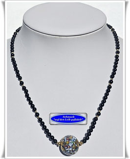 2086. zierliche Onyx-Kette mit großer Muranoglasperle