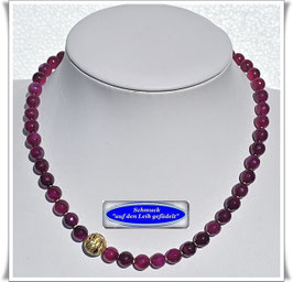 3022. Brombeer Achat-Kette mit Muranoglasperle