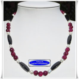 3060. elegante Brombeerachat-Onyx-Kette