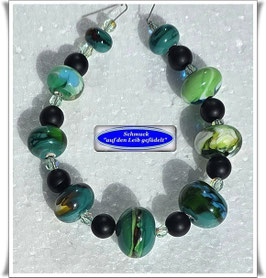 277) grün-buntes Muranoglas-Onyx-Armband