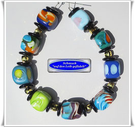 276) buntes Armband aus Muranoglas-Würfeln