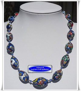 2099. prächtiges Murano-Millefiori-Oliven-Collier