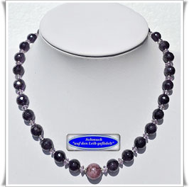 1975. elegante Amethyst-Kette mit Muranoglas-Perle