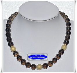 774. edle Rauchquarz-Muranoglas-Kette
