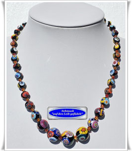 2124. bunte Muranoglas-Millefiori-Swarovski-Kette