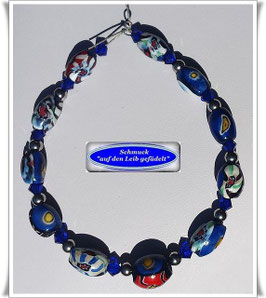 263) Murano-Millefiori-Oliven-Armband