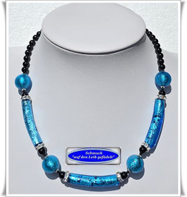 1939. elegante Muranoglas-Perlen-Onyx-Kette