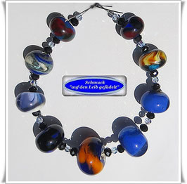 278) blau-buntes Muranoglas-Armband