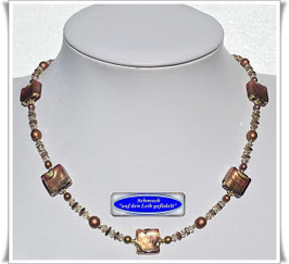 856. goldbraune Muranoglas-Perlenkette