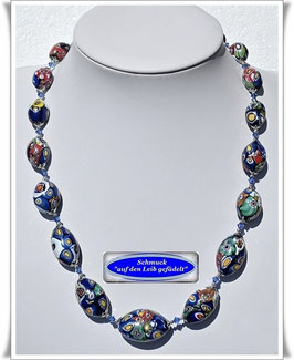 2099. prächtiges Murano-Millefiori-Oliven-Collier