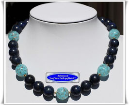 1949. elegantes Lapislazuli-Collier mit großen Muranoglas-Perlen