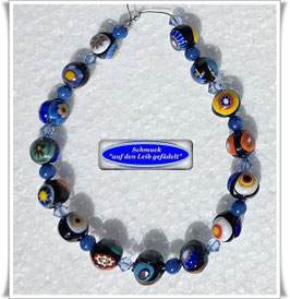 268) buntes Murano-Millefiori Glasperlen-Armband