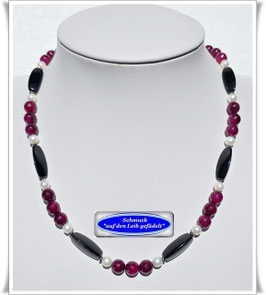 3060. elegante Brombeerachat-Onyx-Kette
