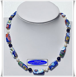 2240. elegante blaue Murano-Millefiori-Kette