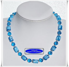 3047. aquamarinfarbene Muranoglas-Perlenkette
