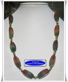 1415. elegante Streifenachat-Swarovski-Kette