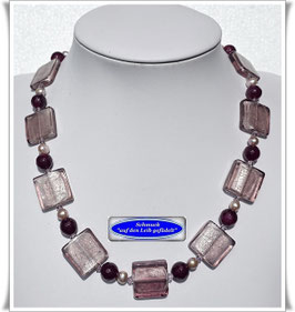 2234. amethystfarbene Muranoglas-Achat-Kette
