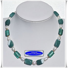 2115. Achat-Süßwasser-Zuchtperlen-Collier