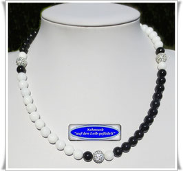 3055. schwarz-weiße Onyx-Jade-Kette