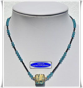 1734. zierliche Swarovski-Kette mit Muranoglas-Perle